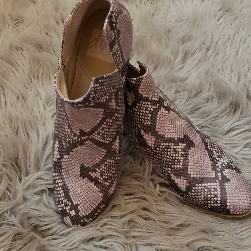 Faux snake skin booties